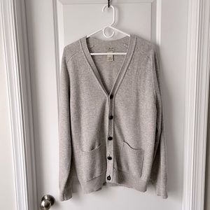 Mens LLBean Cardigan Sweater, Sz M, Lambswool